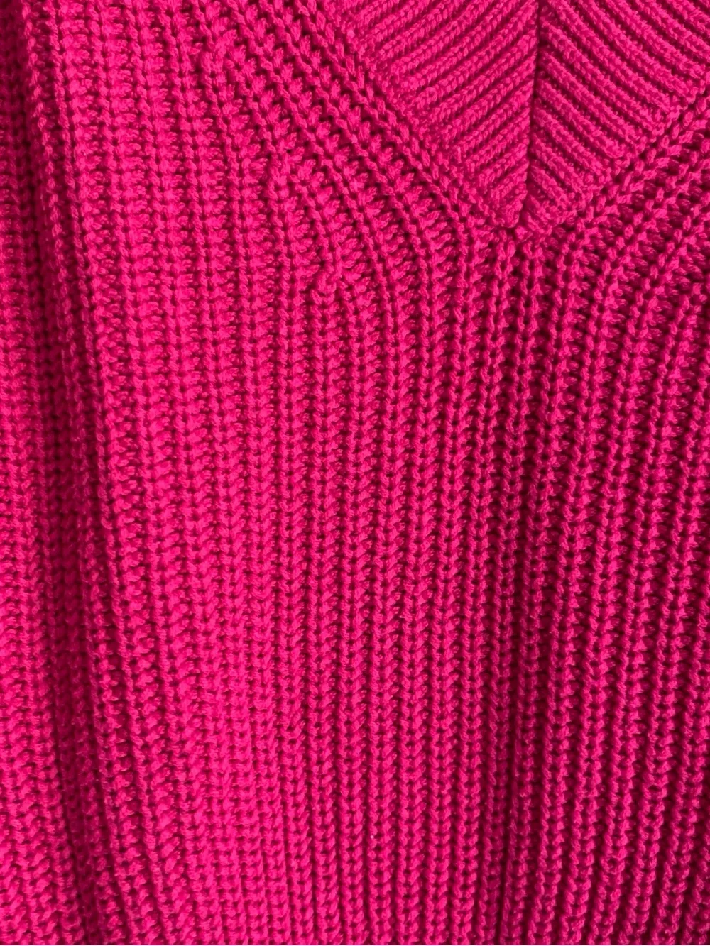 A New Day Bright Fuchsia Ribbed V-Neck Sweater
